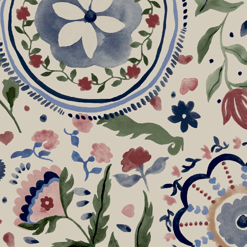 Joules Floral Wallpaper Double Roll, Antique White