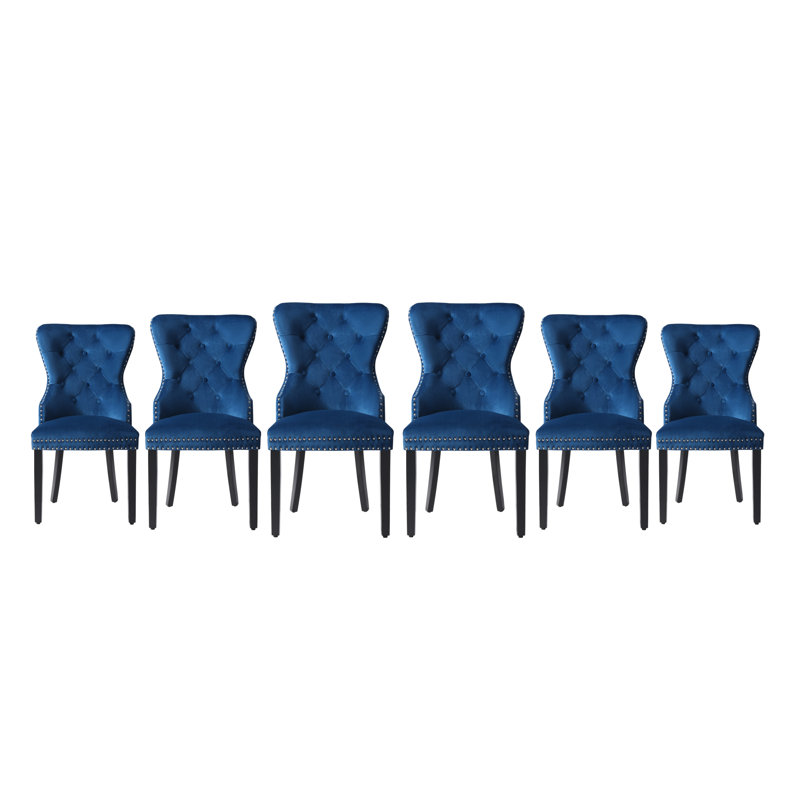 Tufted Velvet Side Chair (Set Of 6), Royal Blue