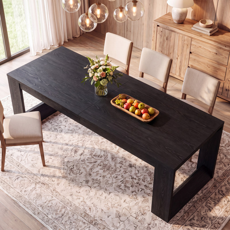 Table de salle à manger 86,6 "en bois de sapin massif avec base à double piédestal