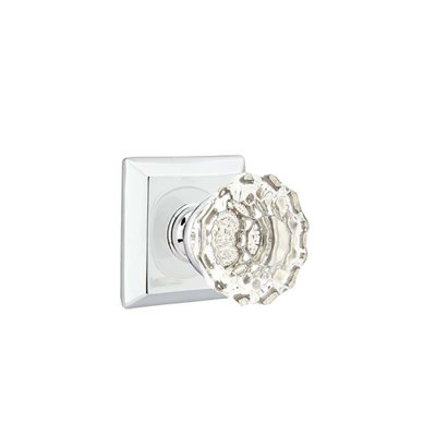 Ensemble de faux boutons Emtek avec rosette Quincy et bouton en verre Astoria