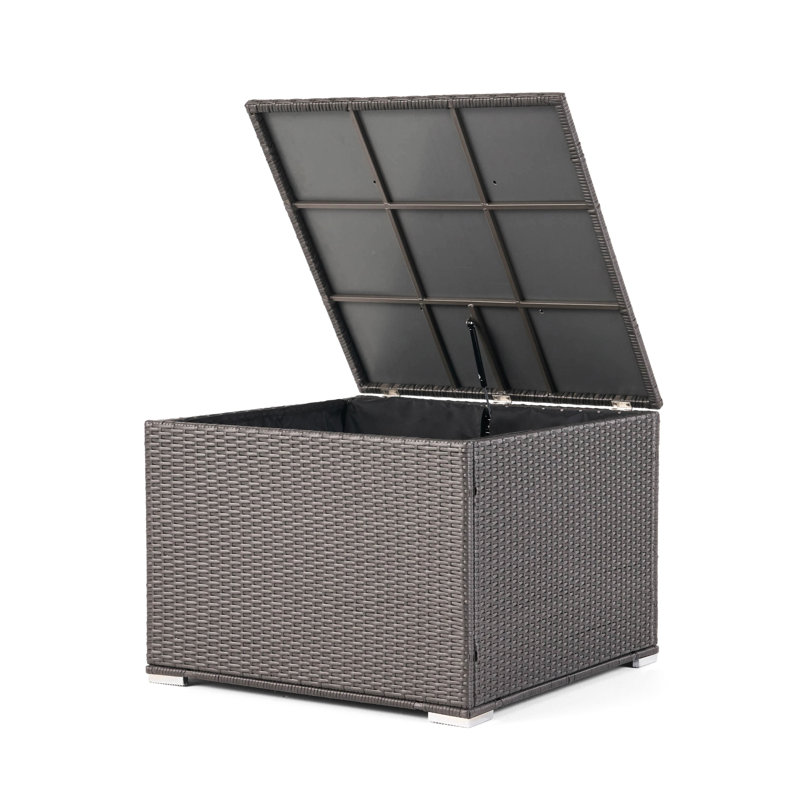 Boîte de rangement d'extérieur dans un cadre en fer gris et solide, 33,43 po P x P 24,68 H, addition de patio avec support robuste, profondeur, hauteur, hauteur, plus