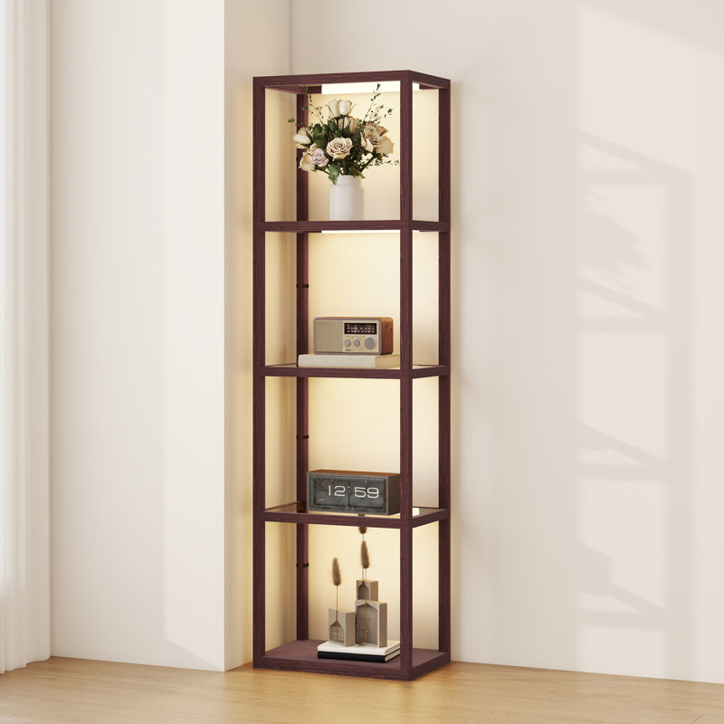 157cm Veneered LED Column Floor Lamp, Brown