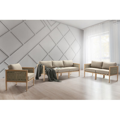 Suzuyo Weatherproof Indoor And Outdoor Modular 3PC Sofa,Loveseat And Arm Chairs by Ebern Designs