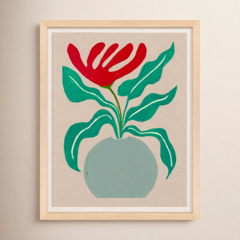 Trippy Tulip Painting by Andrea Stokes, Maple Framed Paper, 38" H x 30" W x 1.25" D