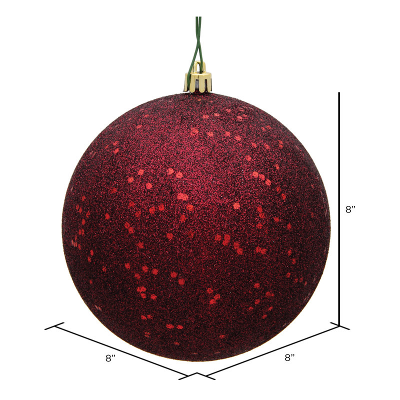 Décoration de boule décorative des Fêtes, 8", Paillettes bourgogne