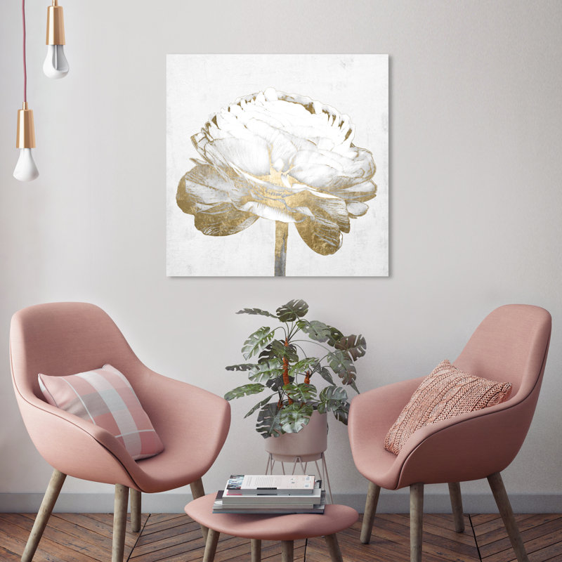 White Love Peony - peinture sur toile, H 30 po x l 30 po, Toile tendue