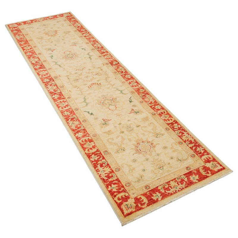 Tapis de couloir Jylene beige tissé à la main 100% laine