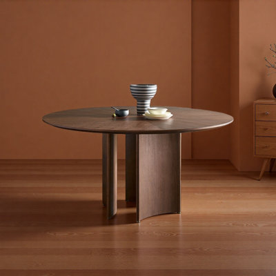 Vintage Black Walnut Round Dining Table