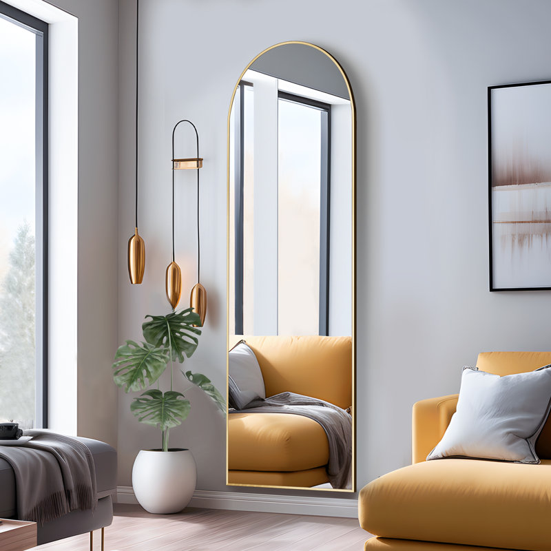 Grand miroir de plancher arqué pleine longueur, Or, 69 po x 24 po
