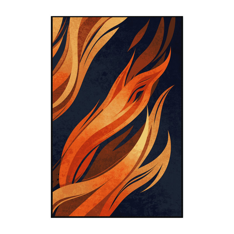 Tapis gris moelleux moelleux et moelleux à motif abstrait Fire Spirit, 2x5