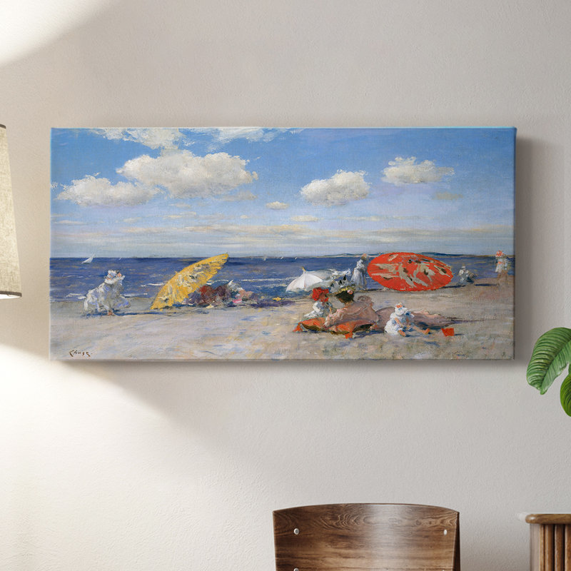 Au bord de la mer - Toile tendue avec châssis - Prêt à accrocher, H 20 po x l 40 po