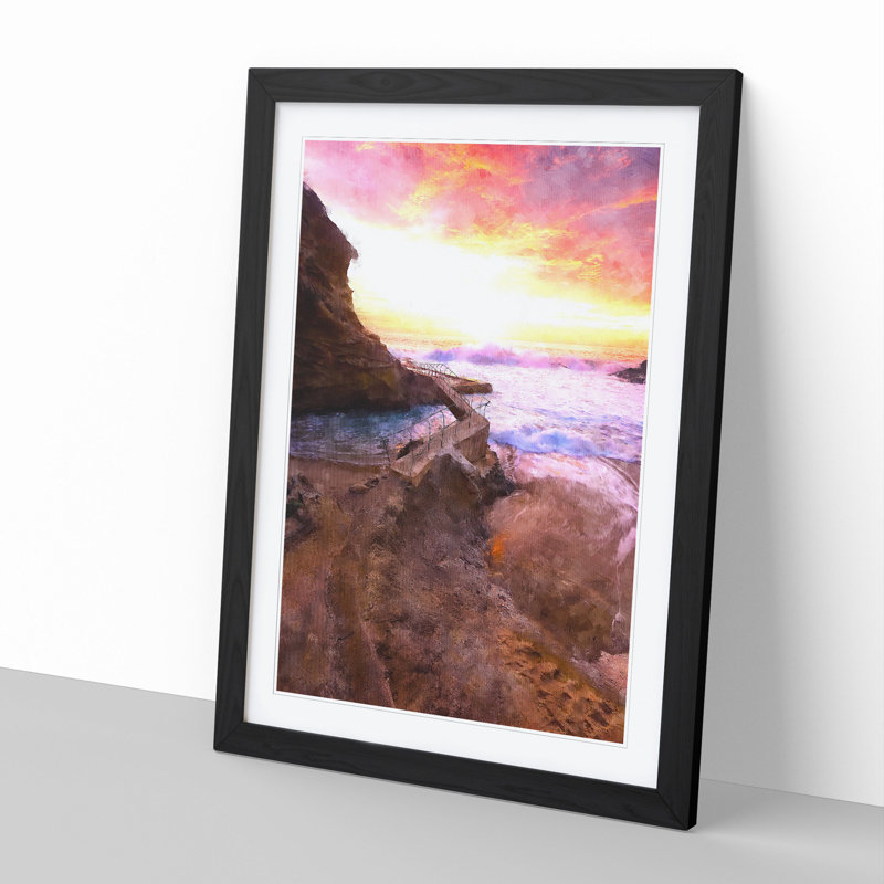 Laguna Beach in California - Picture Frame Graphic Art, 48cm H x 36cm W x 2cm D, Black Framed