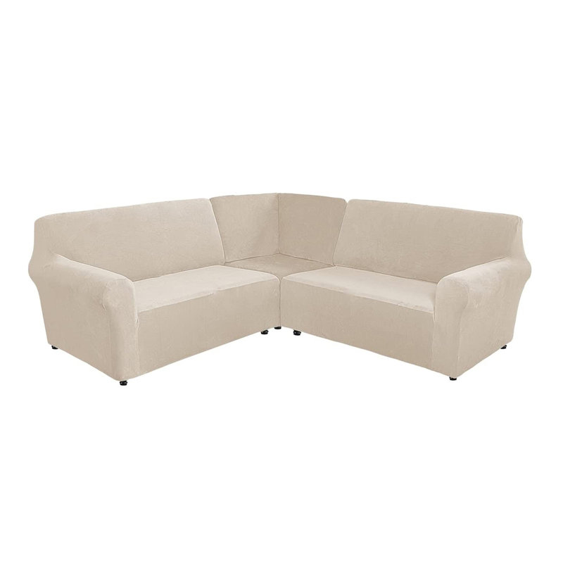 Housse pour canapé de coin Elastic, Beige, H 38 po x l 58 po x P 43 po