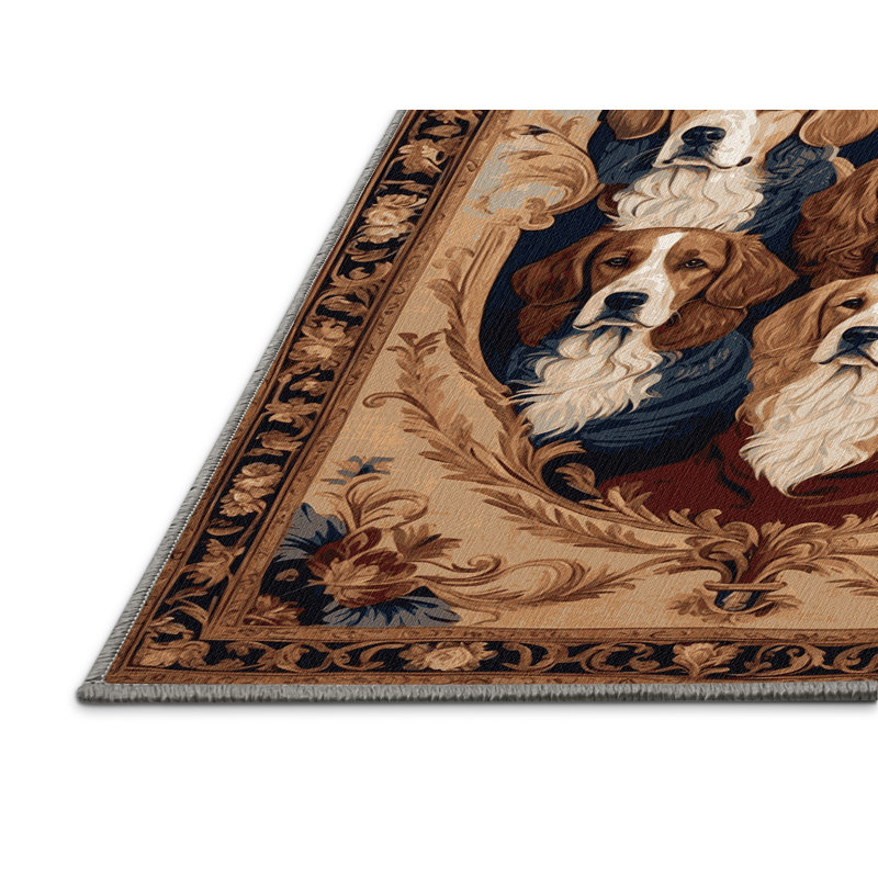 Tapis brun français lavable à la machine, Rectangle 5 pi x 8 pi