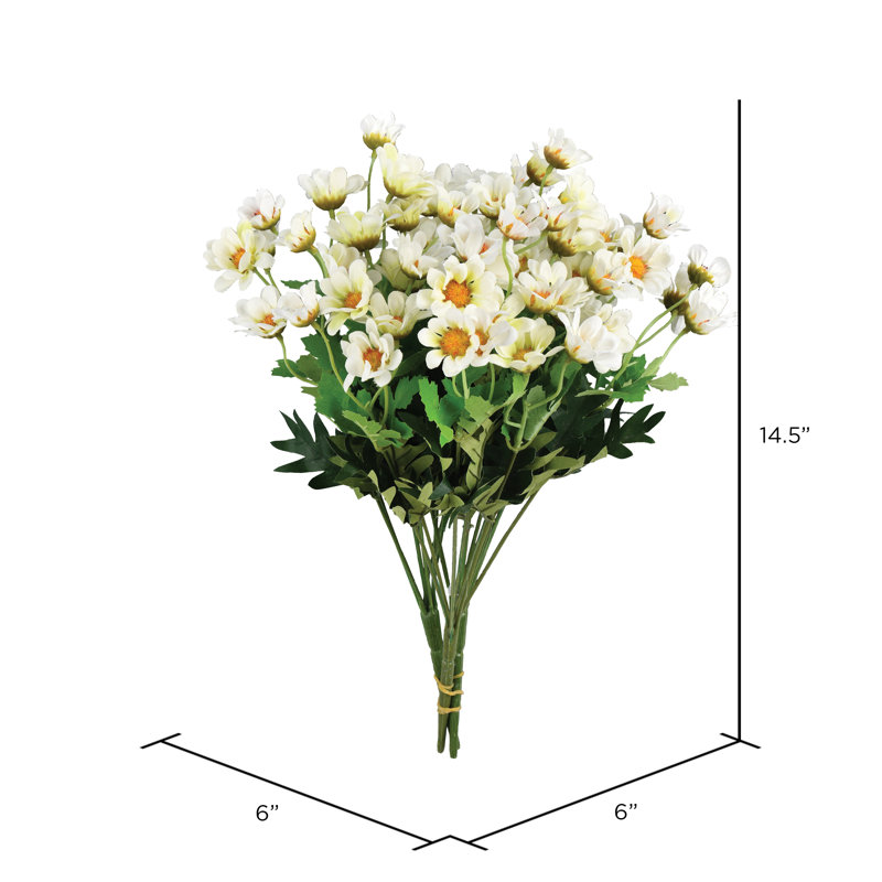 14.5" Artificial Wild Daisy Bush, White
