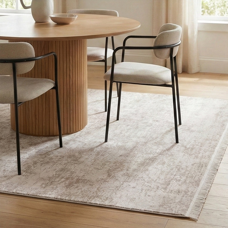 Lorilea Ethereal Blush Distressed Velvet Washable Area Rug