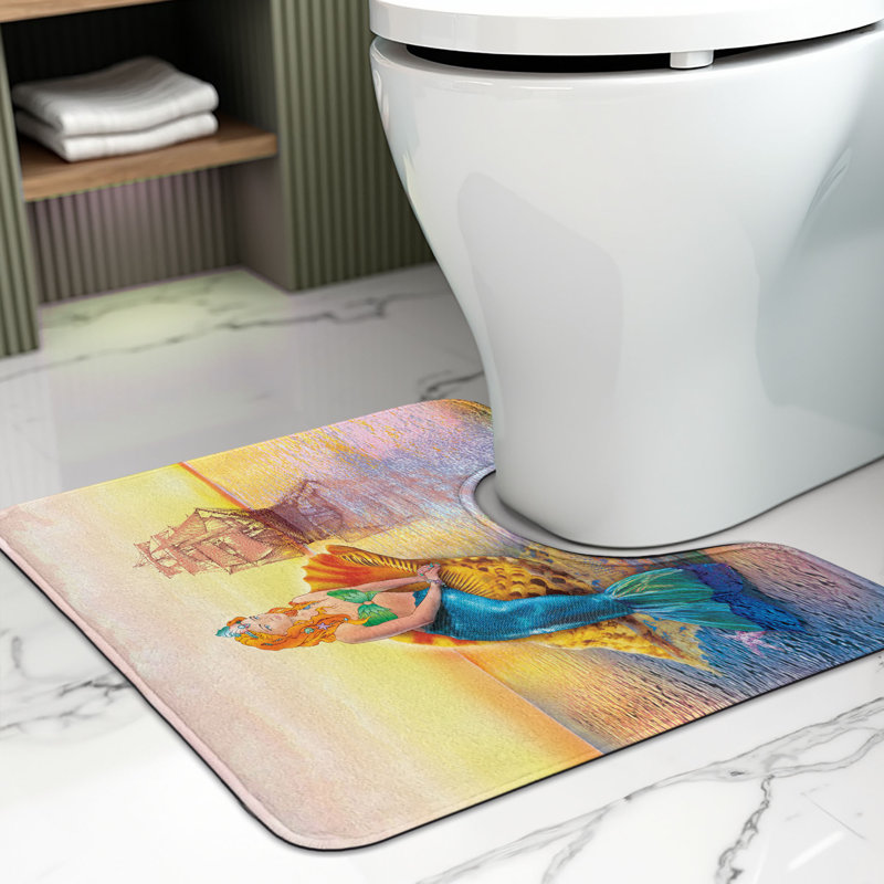 Tapis de salle de bain en forme de U Mermaid 20 po Multicolor