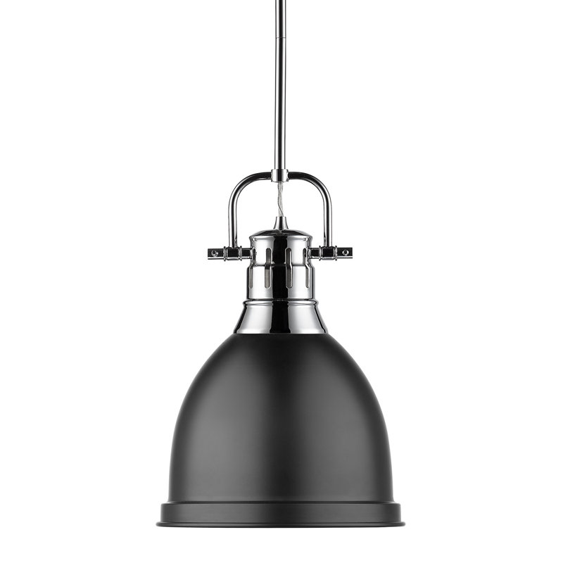 Luminaire suspendu unique / remarquable à 1 lumière Ruthie sans accents de matériau secondaire ou d'accent, Noir mat, Chrome