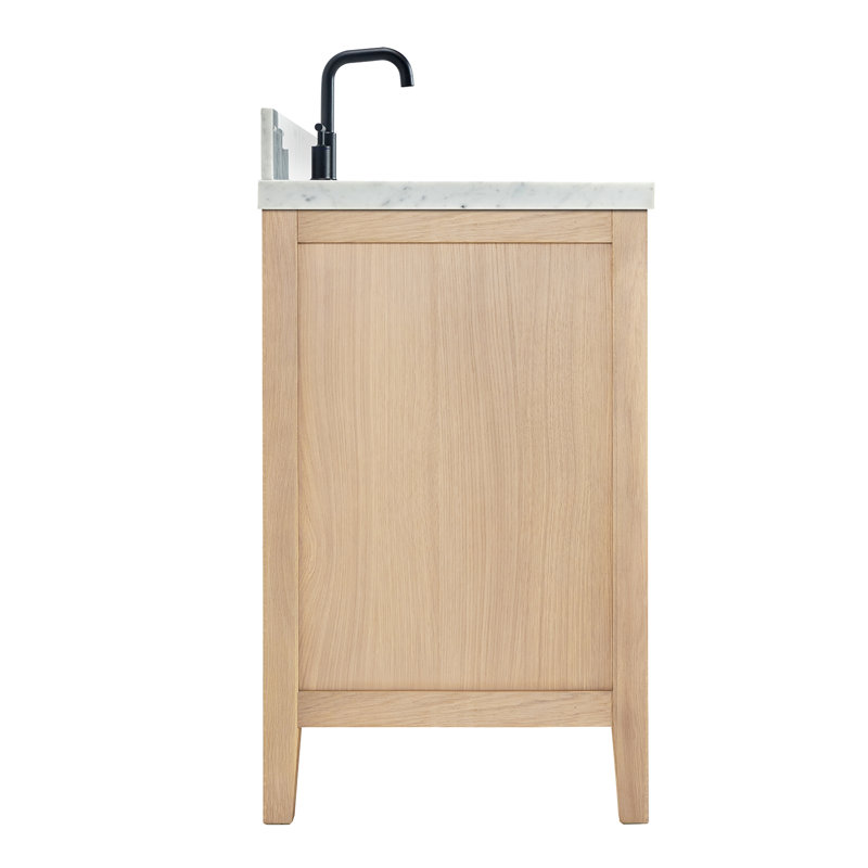 ARIEL Camila 55 Single Sink Bathroom Vanity with Italian Carrara Marble Top, 49", Rectangular