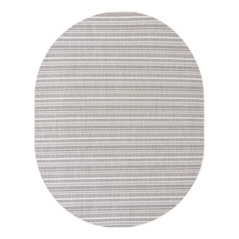 Tapis intérieur / extérieur en polypropylène tissé à la machine Faith-Rose, Ovale 7 pi 10 po x 10 pi