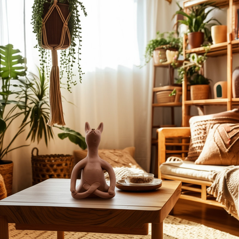 Figurine bohème en terre cuite Boho, H 9 po x l 5 po x P 4 po