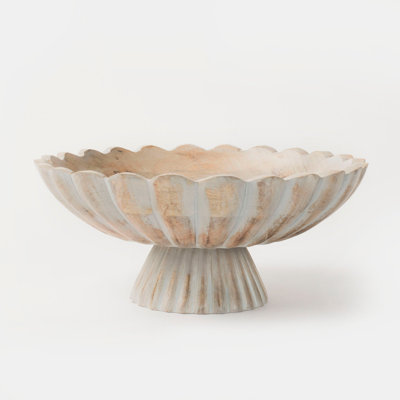 Mela Artisans Fluted Pedestal Bowl - Rustic Grey