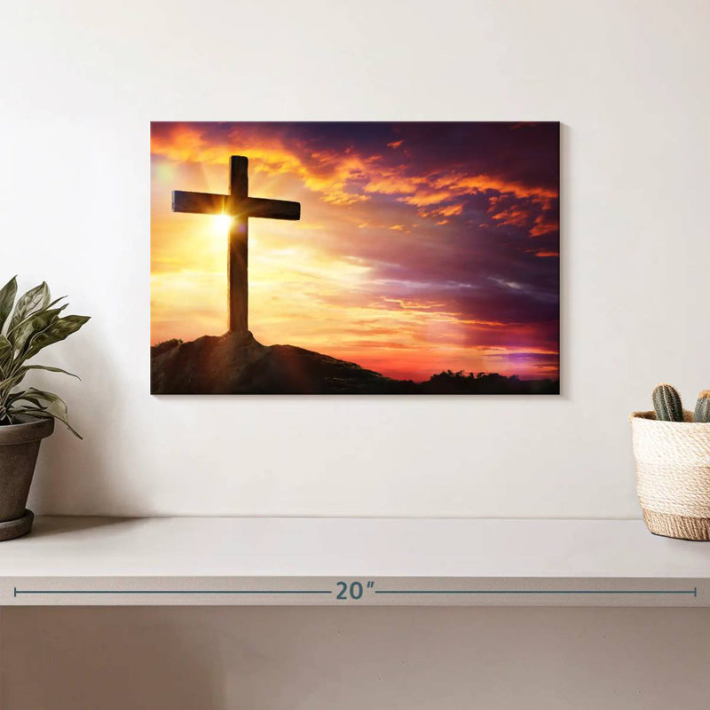 Adella Sunset With Cross, 8" H x 12" W