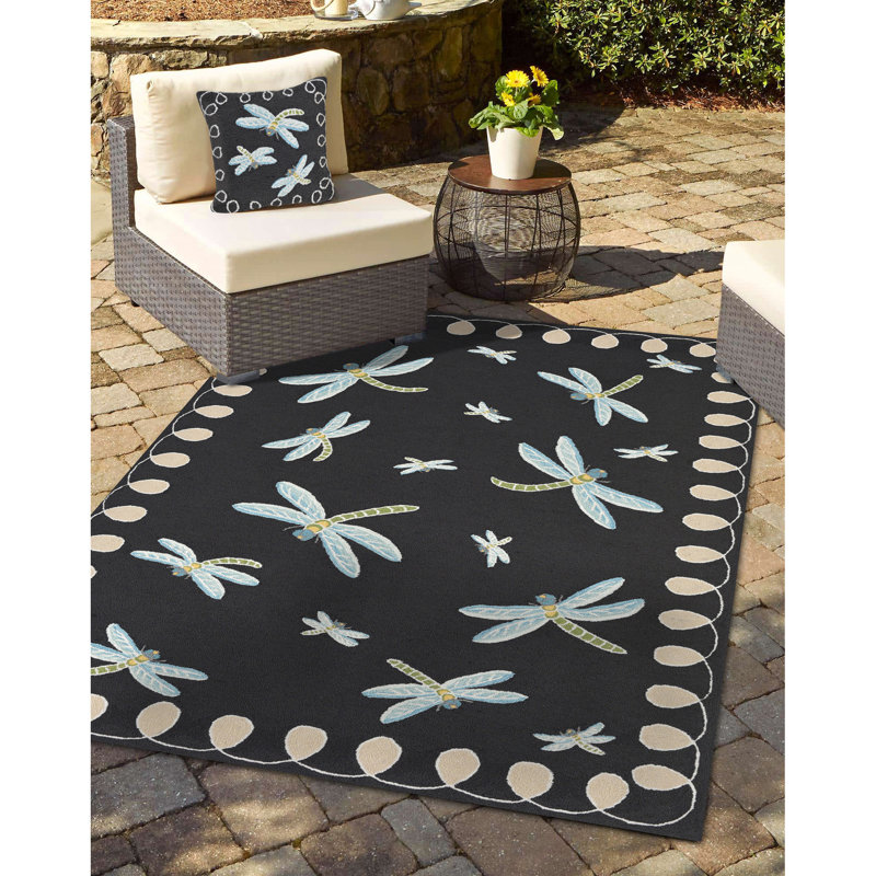 18" Square Black Polyacrylic Dragonfly Throw Pillow