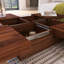 Table basse carrée en placage de marbre avec plateau coulissant et rangement