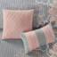 Literie 6 pièces, gris / pêche, double / grand, coton imprimé, confort réversible, coussins brodés, pièce lavable à la machine grise / pêche, chaleur, floral, 3 coussins