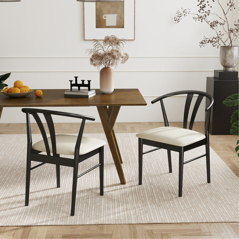 Chaises de salle à manger Lavin Wishbone, ensemble de 2, Noir