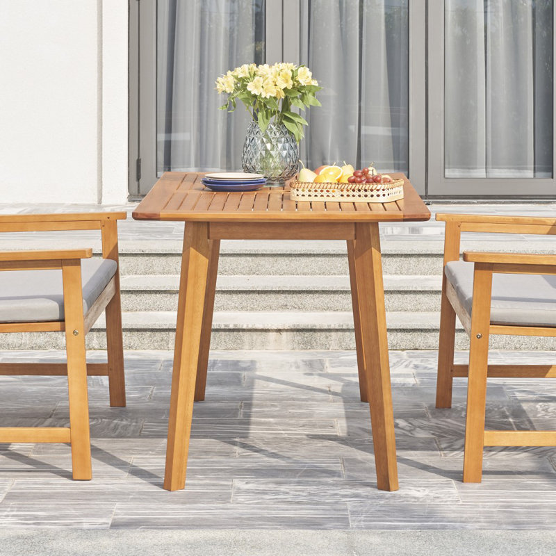 Rectangular Eucalyptus Outdoor Dining Table With Umbrella Hole , 59'' in. W 32'' in. D