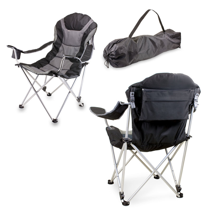 Reclining Camp Chair with Carry Bag Manuel, Black / Gray