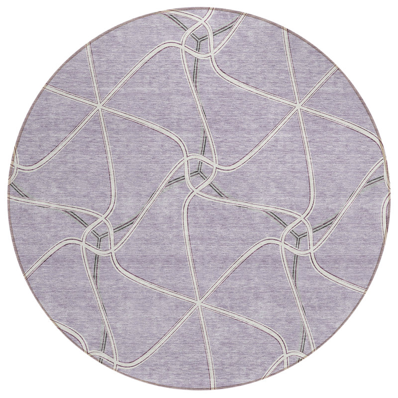 Tapis rond lavable et ivoire 8 po