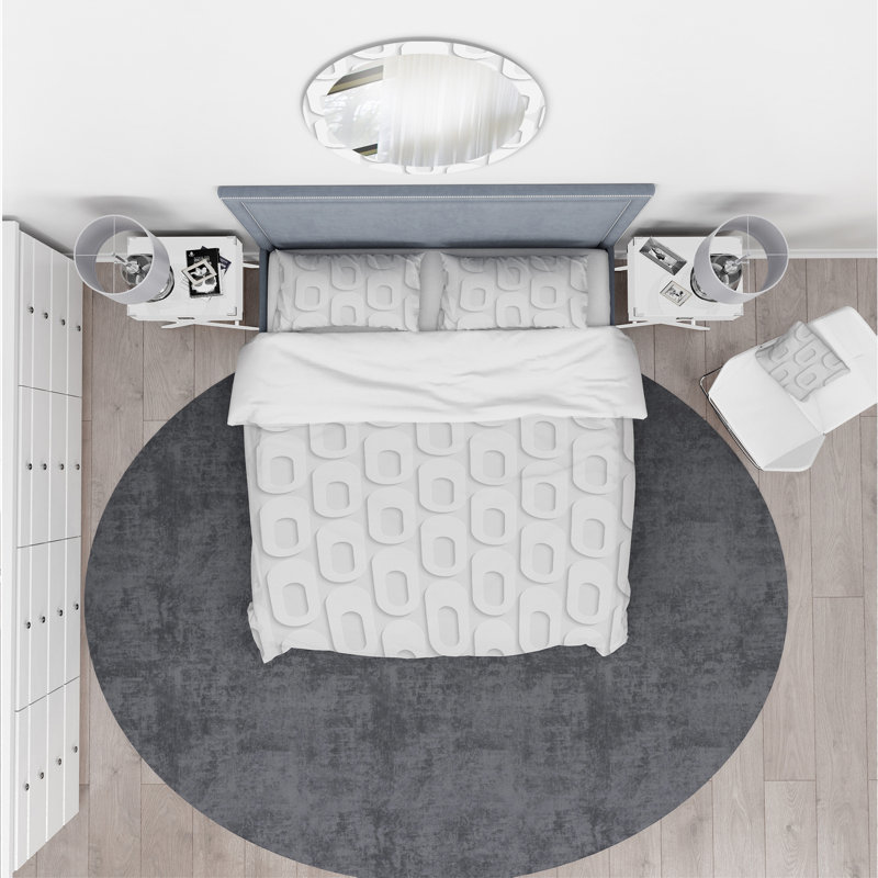 Curved Shape Pattern - Modern Contemporary Abstract Duvet Cover Set - Microfiber Polyester, King Duvet Cover + 2 Shams