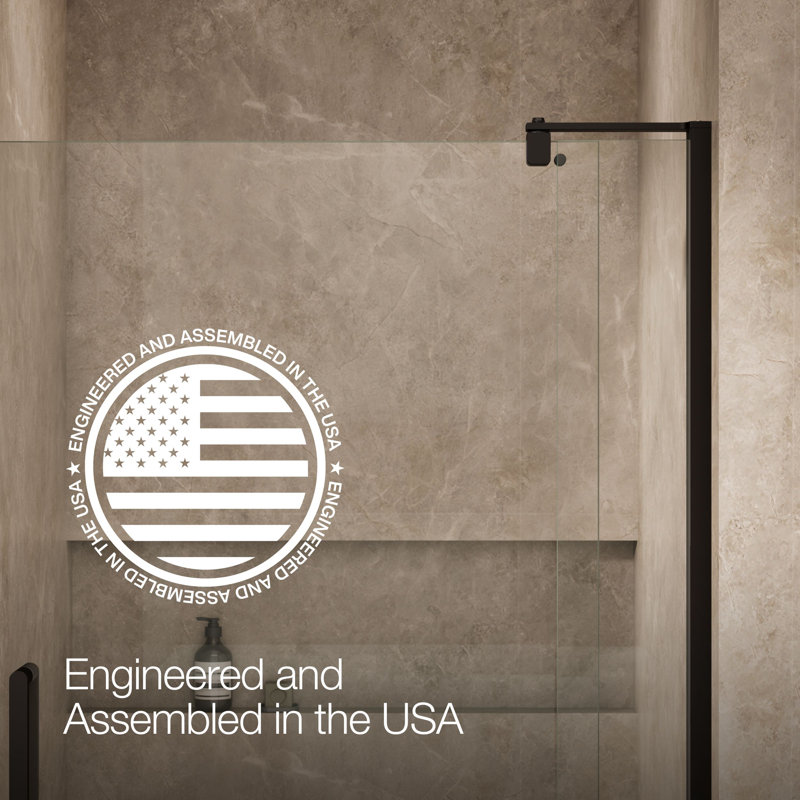 Revel 35.8'' x 70'' Pivot Shower Door with CleanCoat® Technology, Anodized Dark Bronze, Crystal Clear