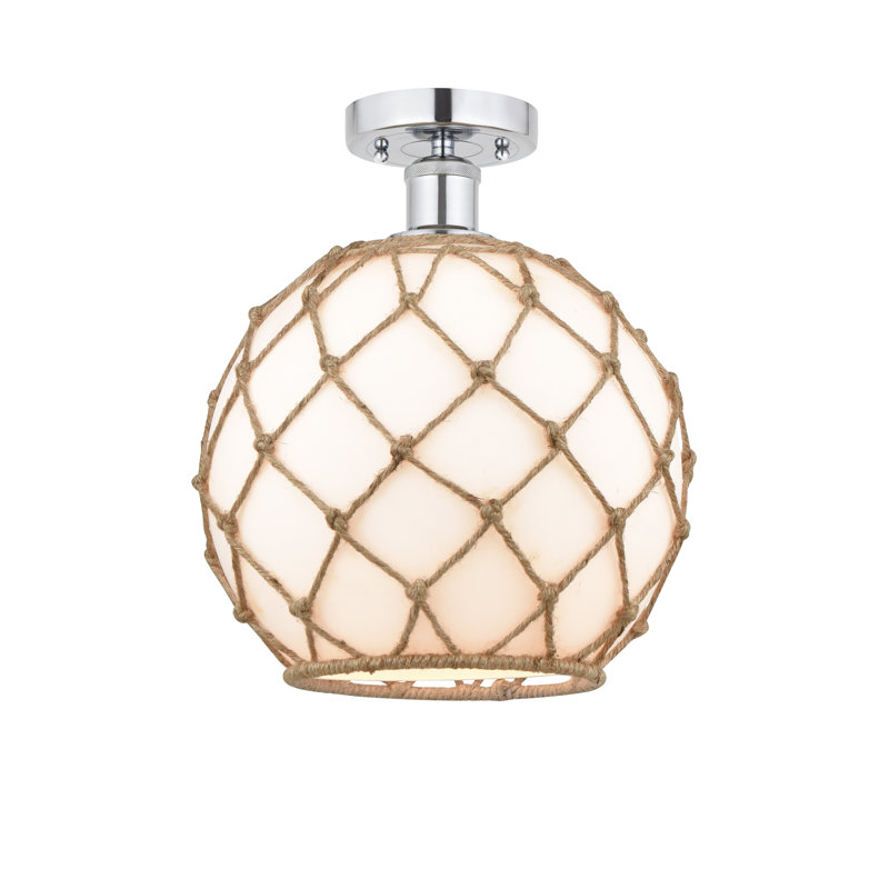 Larocque Semi Flush Mount, White/Brown, Polished Chrome