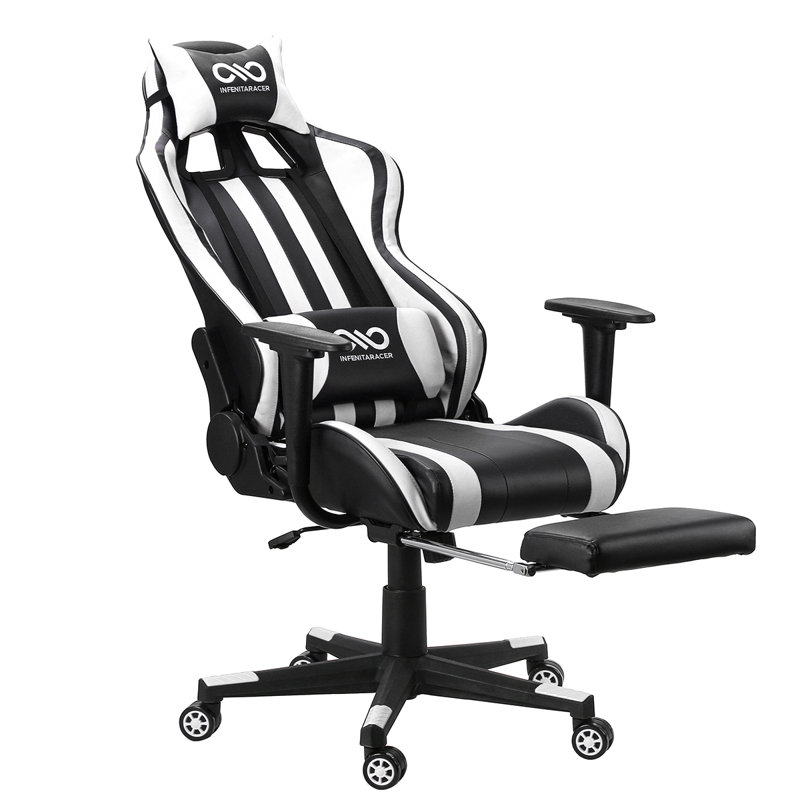 Fauteuil de jeu pour pc et course, Blanc