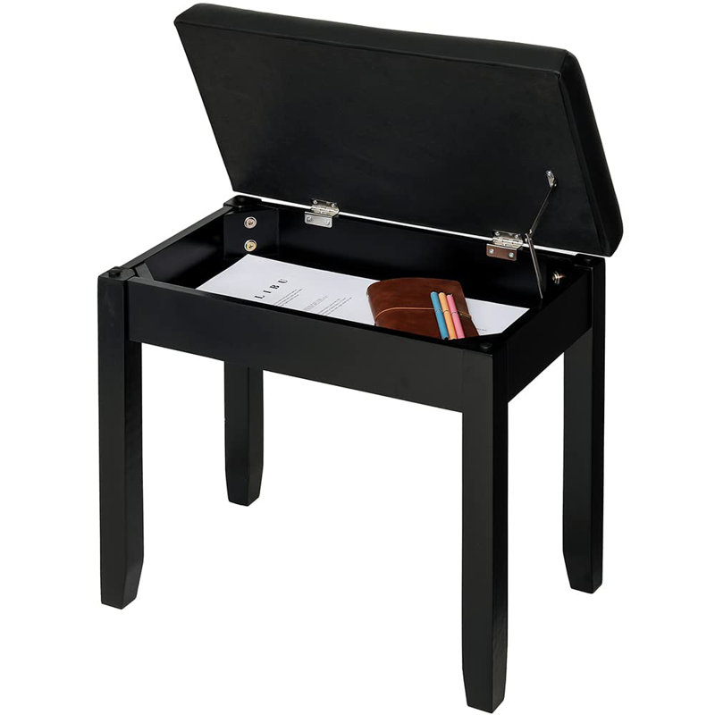 Upholstered Storage Bench, Black
