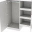 Lit plateforme mezzanine pleine grandeur, gris neutre en bois massif, poste de travail de rangement tout-en-un pour les chambres à coucher