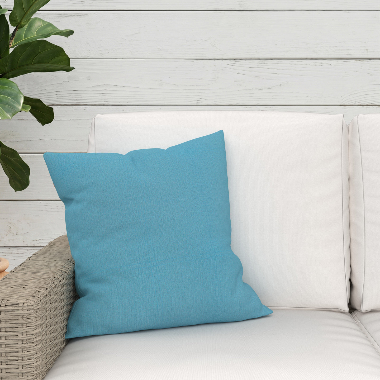 Indoor/Outdoor Throw Pillow, Square 18", Cast Horizon Sunbrella® Plainweave