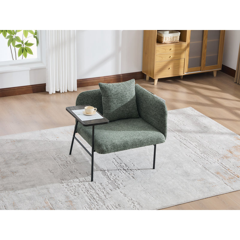Fauteuil de détente Lounge avec petite table et coussin de dossier, Émeraude