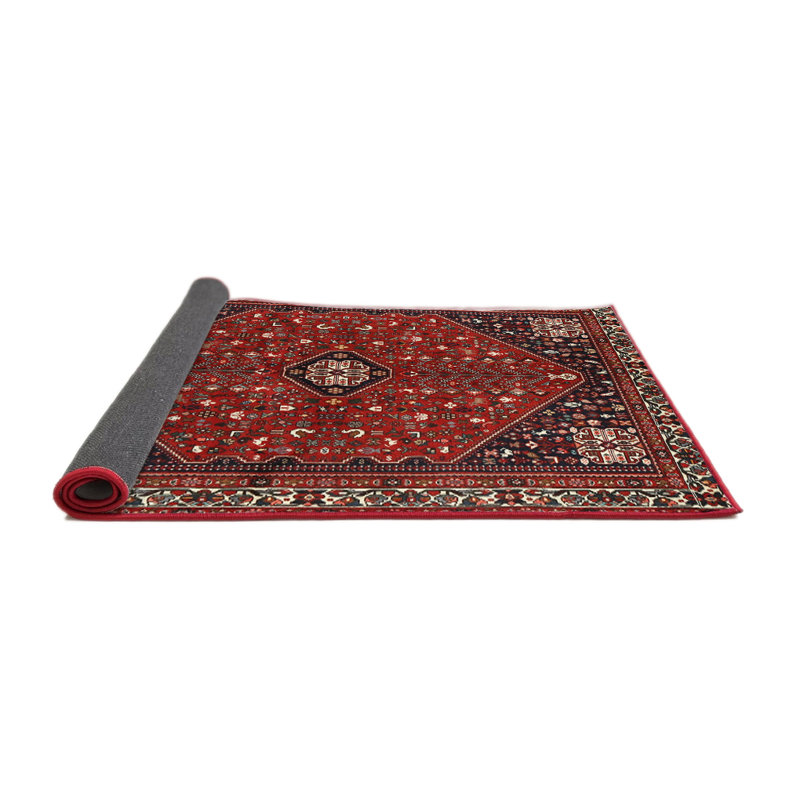 Tapis en laine rouge / noir, Rond 6 pi