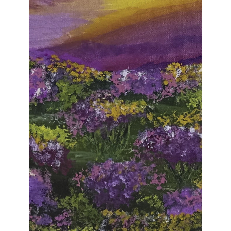 Vue des fleurs au coucher du soleil | Aquarelle | Par Abhishek Kumar
