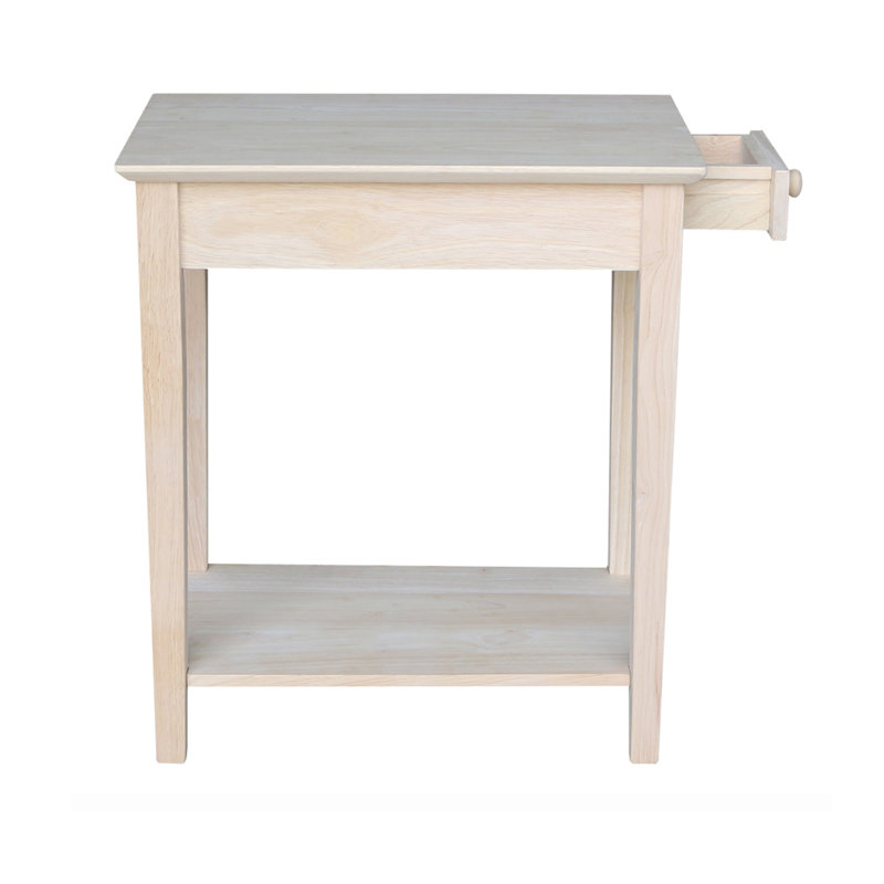 Sunbury Solid Wood End Table with Storage, Unfinished