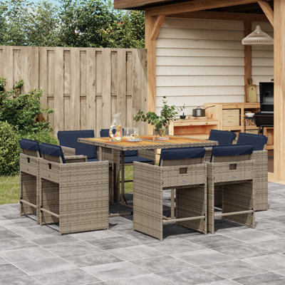 Ensemble repas de patio 5 pièces avec coussins en polyester gris Latitude Run®
