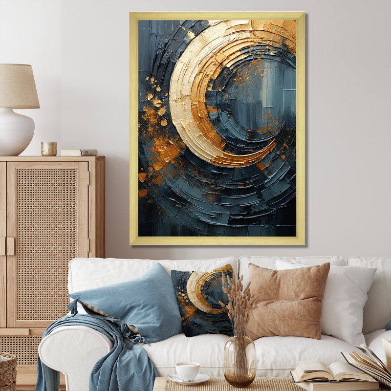 Impression sur toile Golden Twilight Spiral I - Abstract Spirals, Cadre doré simple, H 20 po x l 12 po x P 1 po