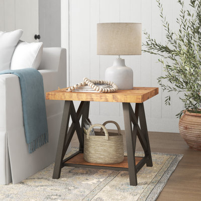 Isakson Trestle End Table with Storage Shelf 