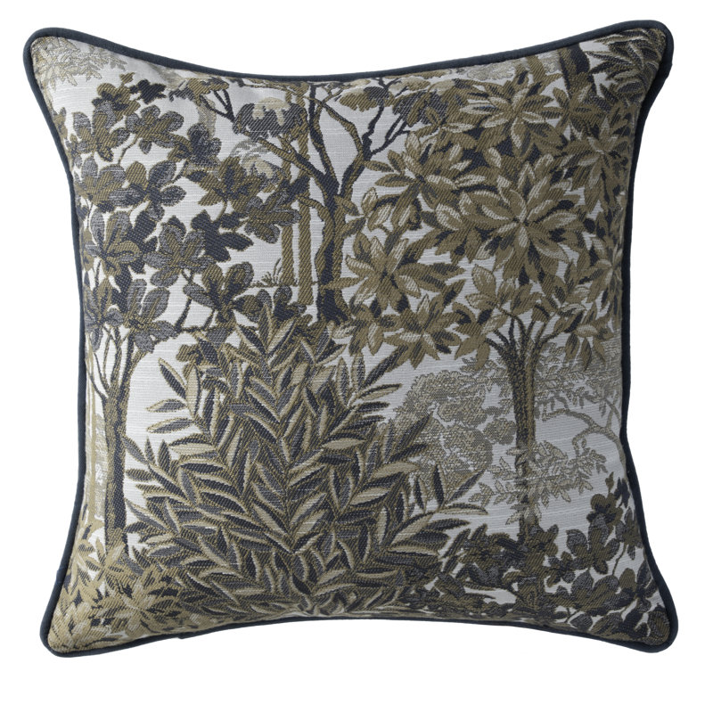 Botanical Breeze Denim Outdoor Throw, Brown, Square 22"