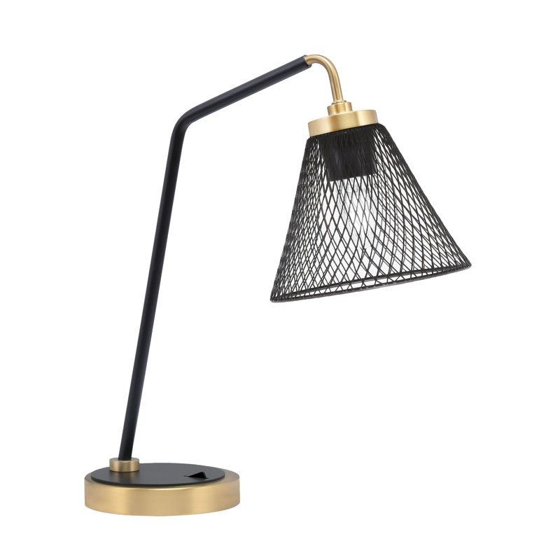 Lampe de bureau en acier inoxydable Calila, Noir mat / laiton